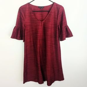 City Triangles Red/Black V-neck Sweater Dress